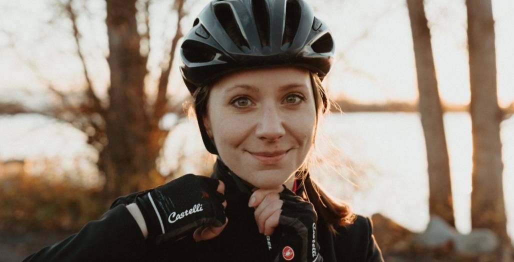 person with bike helmet